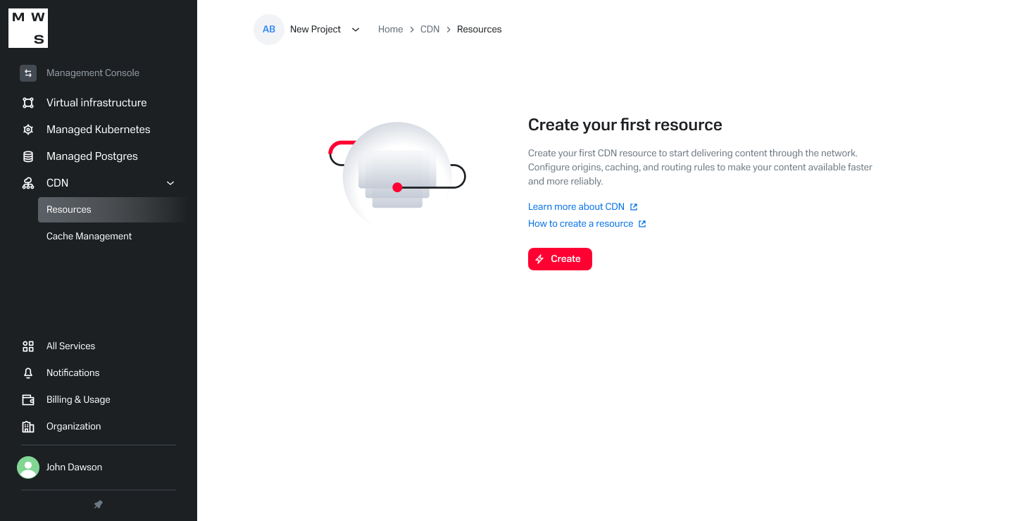 Resource list empty state